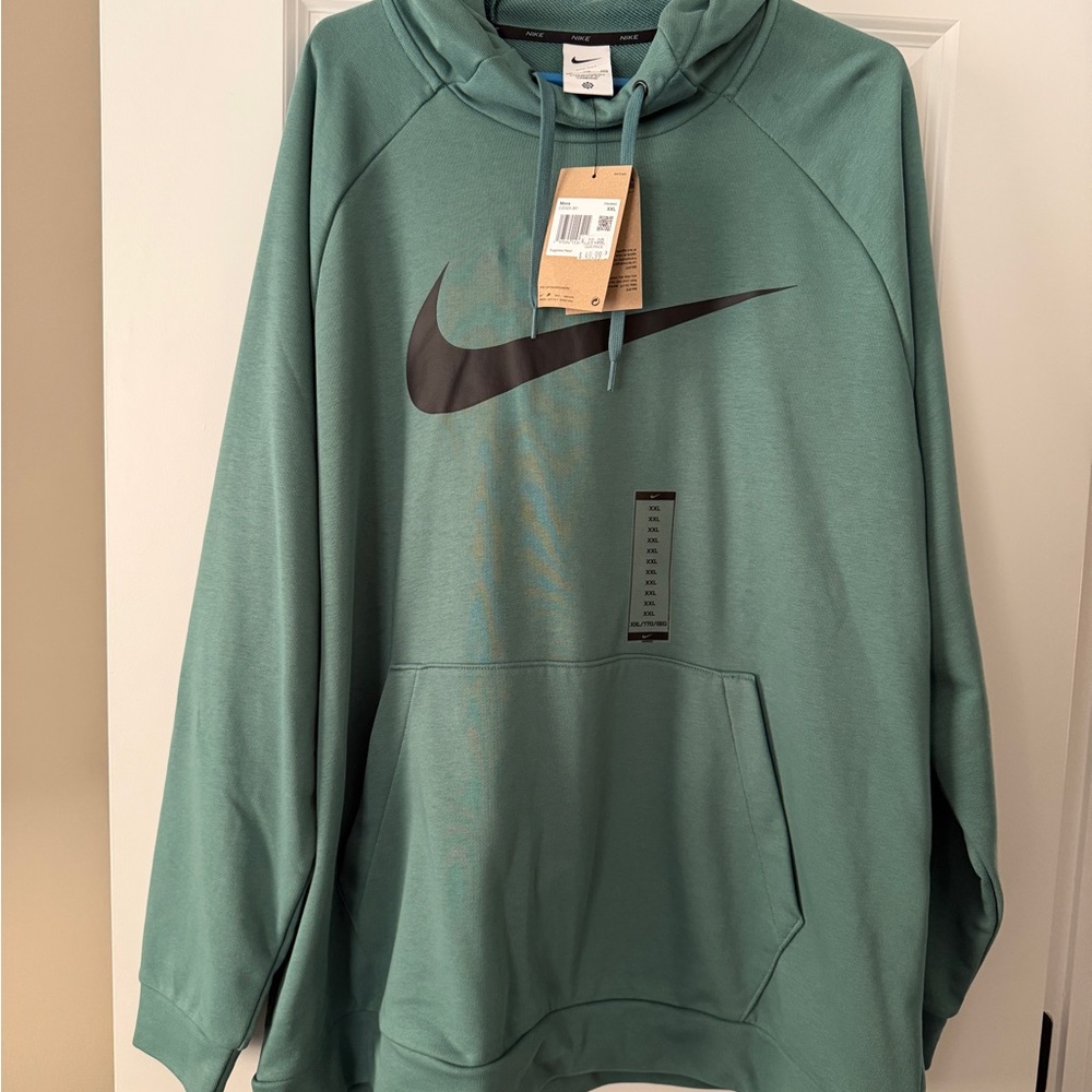 Nike Men's Teal Hoodie with Black Swoosh